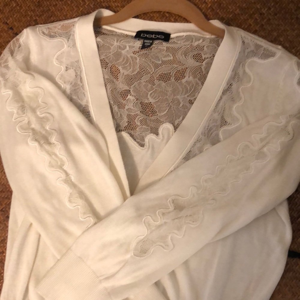 Bebe light cardigan with lace inserts